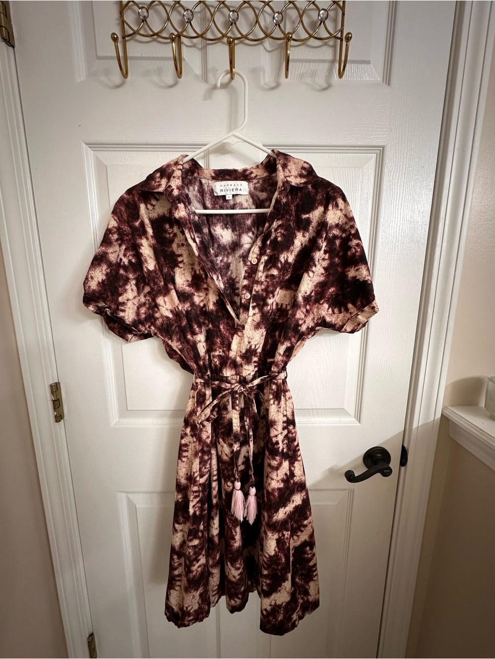 Tie-Dye Short Sleeve Mini Dress in Plum